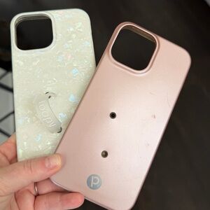iPhone 13 Pro Max Loopy Cases Pearl White and Rose Pink Phone Cases - 2